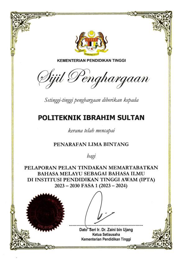 Penarafan Lima Bintang bagi Pelaporan Pelan Tindakan Memartabatkan Bahasa Melayu (PTMBM) sebagai Bahasa Ilmu di Institusi Pendidikan Tinggi Awam (IPTA)